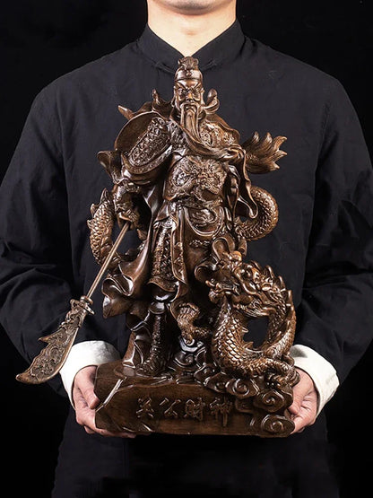 God of Wealth Guan Gong Riding a Dragon Statue  Modern resin artwork  God of War Guan Yu Home decoration lucky big statue