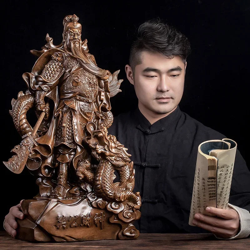 God of Wealth Guan Gong Riding a Dragon Statue  Modern resin artwork  God of War Guan Yu Home decoration lucky big statue