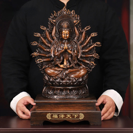 Goddess of Mercy Bodhisattva Ornaments Attract Wealth Thousand-handed Goddess of Mercy Statue Craft Home Decor Office Gift