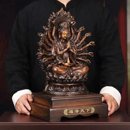 Goddess of Mercy Bodhisattva Ornaments Attract Wealth Thousand-handed Goddess of Mercy Statue Craft Home Decor Office Gift