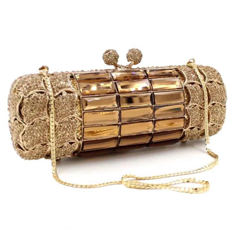 Gold Diamond Wedding Dress Bags Bridal Crystal Handbags Purses Metal Women Rhinestones Clutch Purse Designer Evening Bags