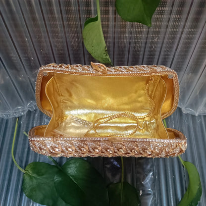 Gold Flower Crystal Diamond Birthday Party Gift Evening Bag Gala Banquet Dinner Floral Ladies Handbag Woman Wedding Bridal Purse