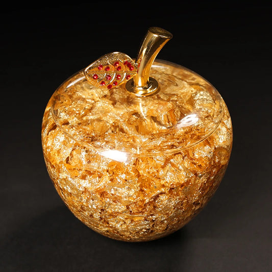 Gold Foil Apple Creative New Year Gift  Home Furnishing Decoration  Feng Shui Apple's statue home decor Christmas present
