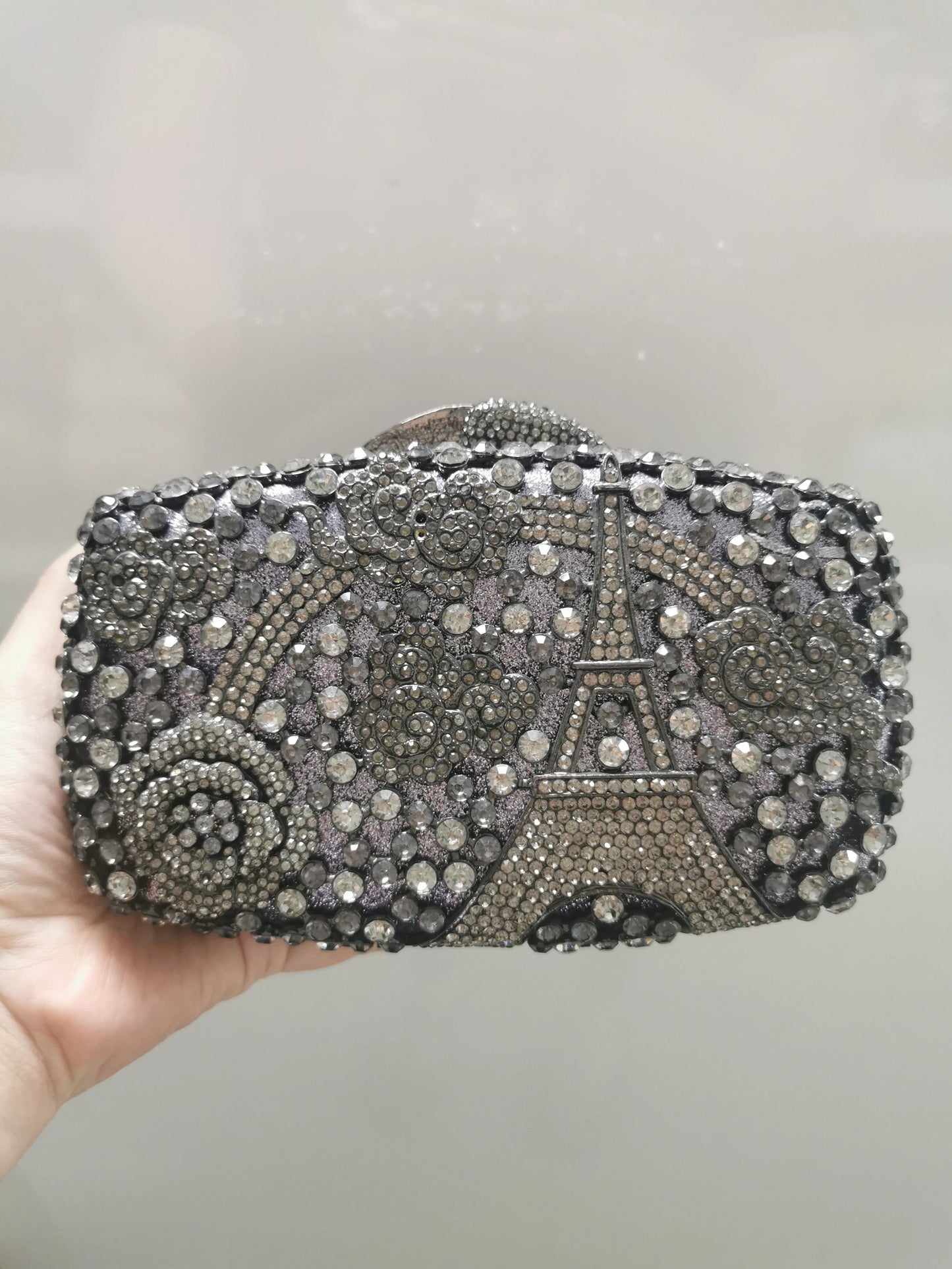 Gold Grey Diamond Woman's Gift Dinner Prom Evening Bag Female Crystal Cocktail Party Clutches Purses Lady Wedding Bridal Handbag