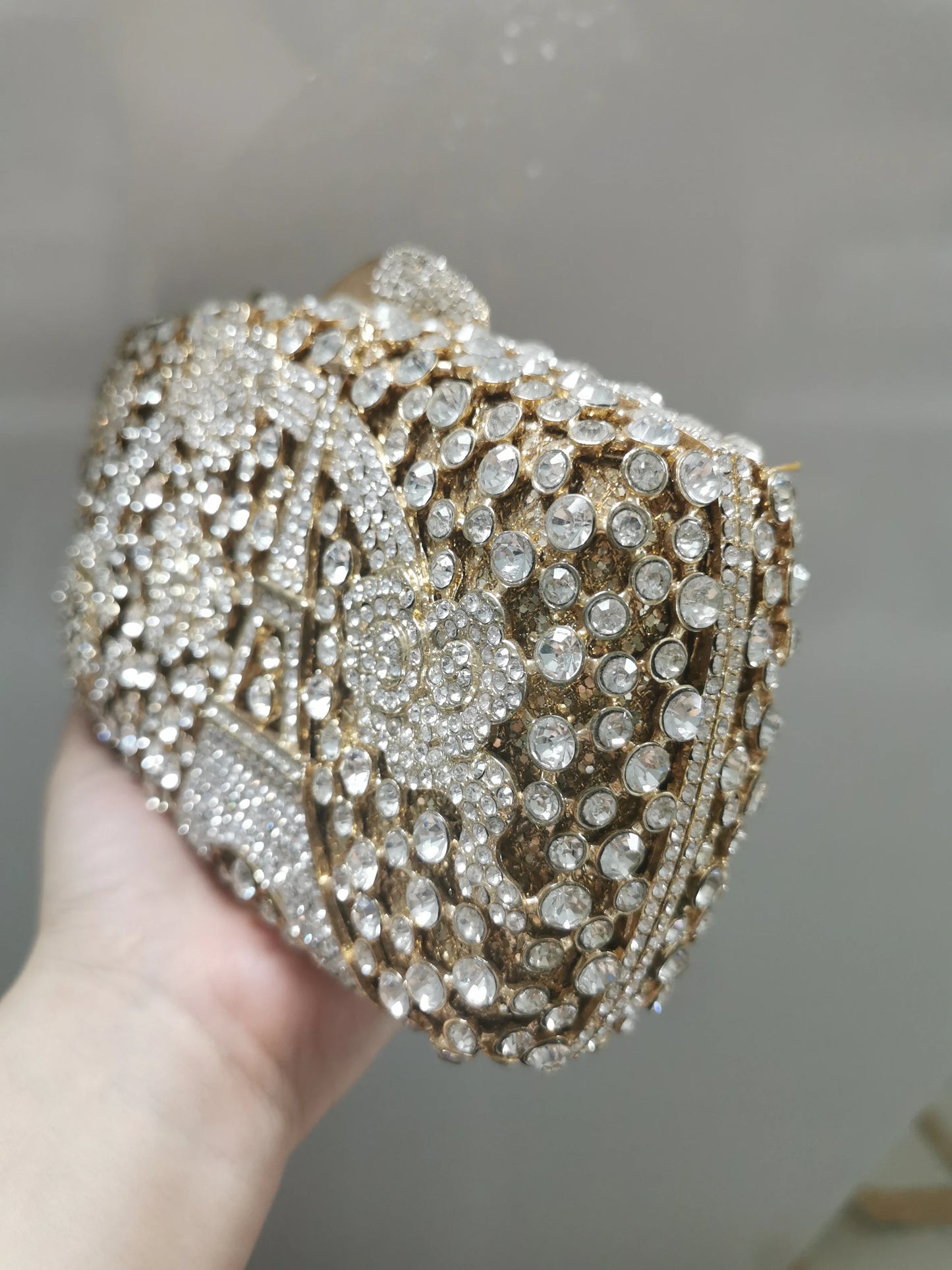 Gold Grey Diamond Woman's Gift Dinner Prom Evening Bag Female Crystal Cocktail Party Clutches Purses Lady Wedding Bridal Handbag