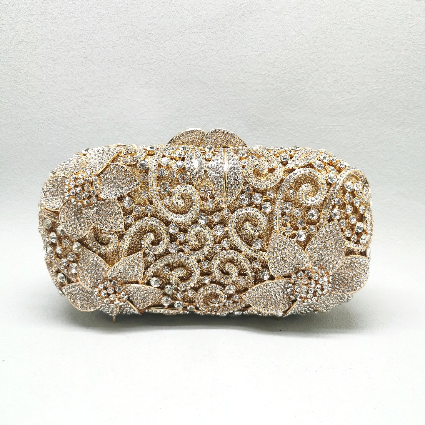 Gold Hollow Out Flower Elegant Clutches Woman Diamond Prom Purse Bridal Dinner Handbag Crystal Wedding Party Floral Evening Bag