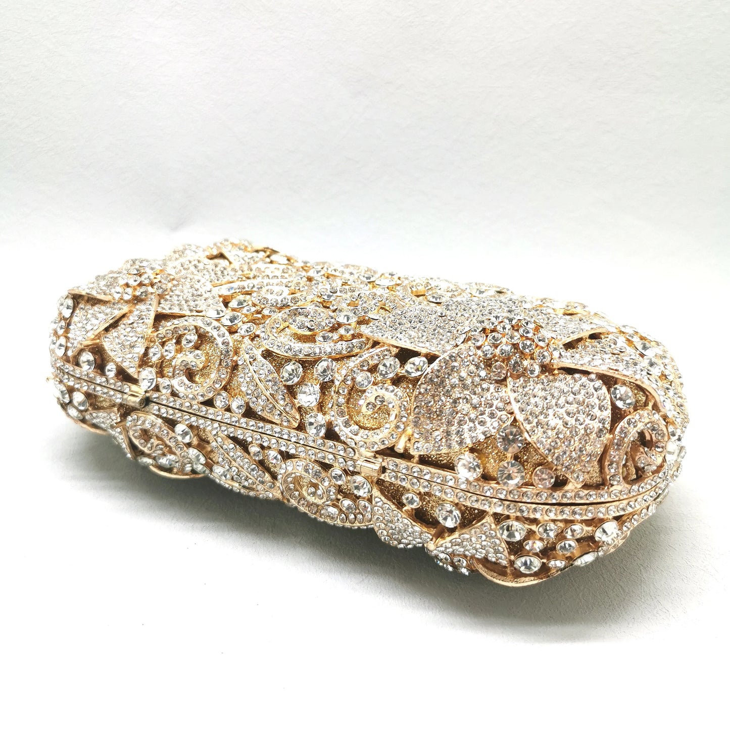 Gold Hollow Out Flower Elegant Clutches Woman Diamond Prom Purse Bridal Dinner Handbag Crystal Wedding Party Floral Evening Bag