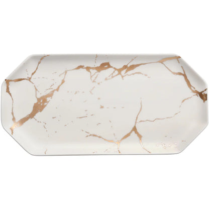 Gold Inlay Marble Plate Dishes Nordic Style Dinner Plate Ceramic Steak Home Tableware Dessert Salad Tray Kitchen Dish