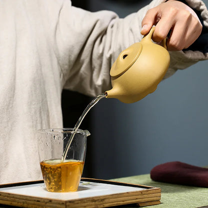 Gold Section Mud of The Original Ore Kong Jingzhou Stone Scoop Pot Zisha Teapot, Yixing Handmade Kung-Fu Teaware Purple Clay