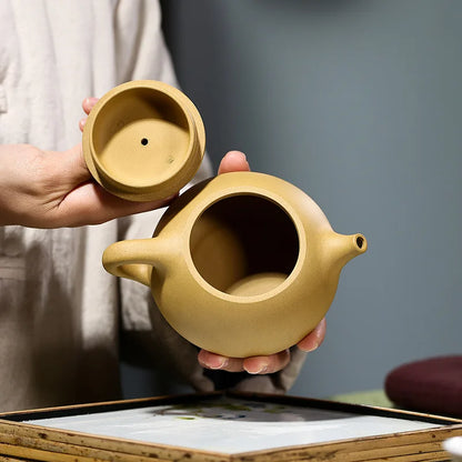 Gold Section Mud of The Original Ore Kong Jingzhou Stone Scoop Pot Zisha Teapot, Yixing Handmade Kung-Fu Teaware Purple Clay