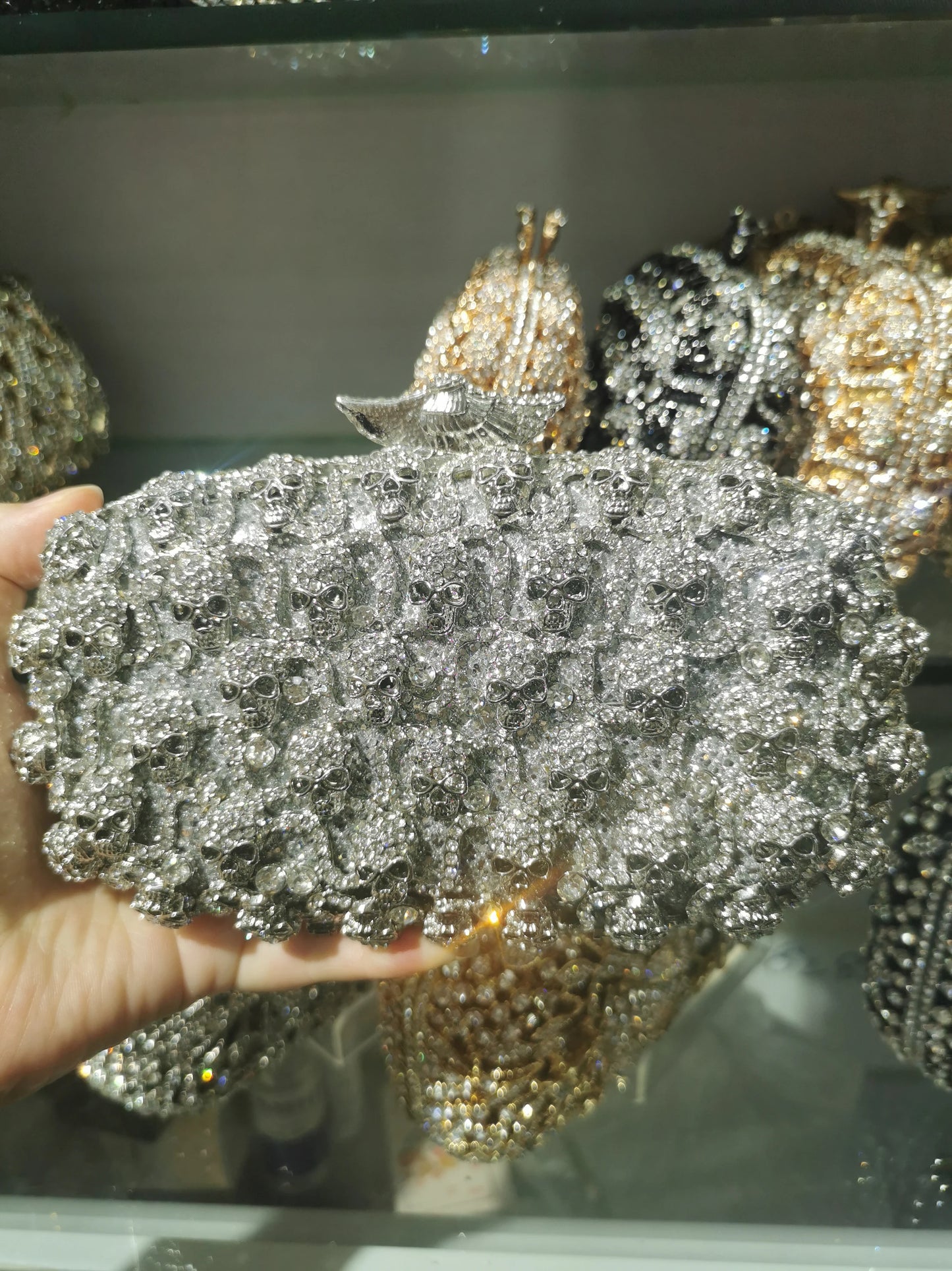 Gold Silver Black Diamond Rhinestone Prom Cocktail Party Woman's Handbag Dinner Banquet Crystal Ladies Female Clutch Evening Bag