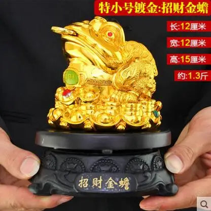 Gold all home deco Feng Shui Three Legged Money Frog Fortune LuckyToad with Chinese Coin Resin Craft Home Decoration accessories