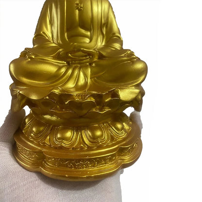 Gold color Sakyamuni Buddha decorative figures Statue Resin Art Sculpture Buddhist supplies Home Room Feng Shui Statue