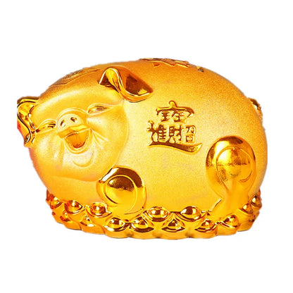 Gold pig sculpture piggy bank gift creative piggy bank, parlor shop home decor giving gift to children's room decorations