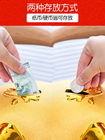 Gold pig sculpture piggy bank gift creative piggy bank, parlor shop home decor giving gift to children's room decorations