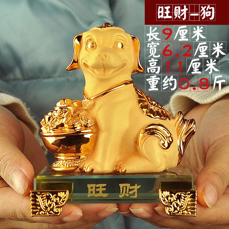 Gold-plated Process Feng Shui Rat ox Tiger rabbit dragon snake horse sheep Monkey rooster Dog pig Fortune Lucky Resin Home Decor