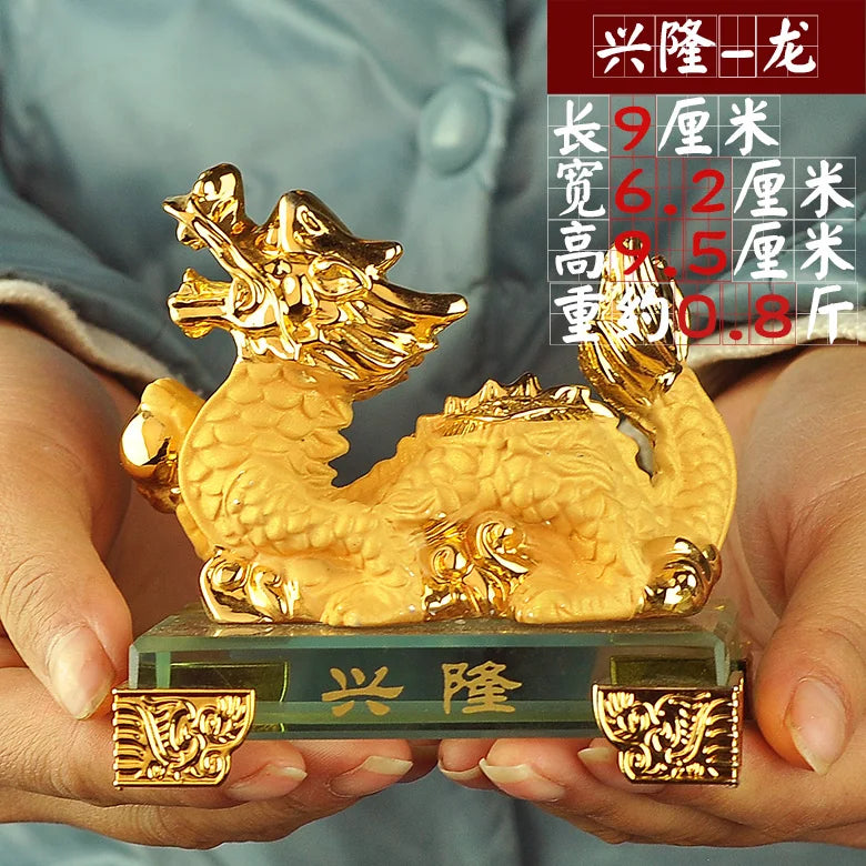 Gold-plated Process Feng Shui Rat ox Tiger rabbit dragon snake horse sheep Monkey rooster Dog pig Fortune Lucky Resin Home Decor