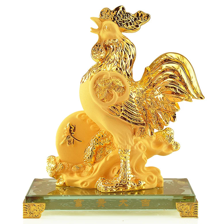 Gold-plated Process Feng Shui Rat ox Tiger rabbit dragon snake horse sheep Monkey rooster Dog pig Fortune Lucky Resin Home Decor