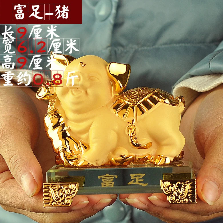 Gold-plated Process Feng Shui Rat ox Tiger rabbit dragon snake horse sheep Monkey rooster Dog pig Fortune Lucky Resin Home Decor