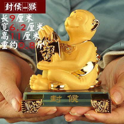 Gold-plated Process Feng Shui Rat ox Tiger rabbit dragon snake horse sheep Monkey rooster Dog pig Fortune Lucky Resin Home Decor