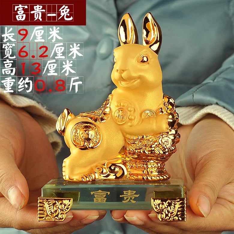 Gold-plated Process Feng Shui Rat ox Tiger rabbit dragon snake horse sheep Monkey rooster Dog pig Fortune Lucky Resin Home Decor