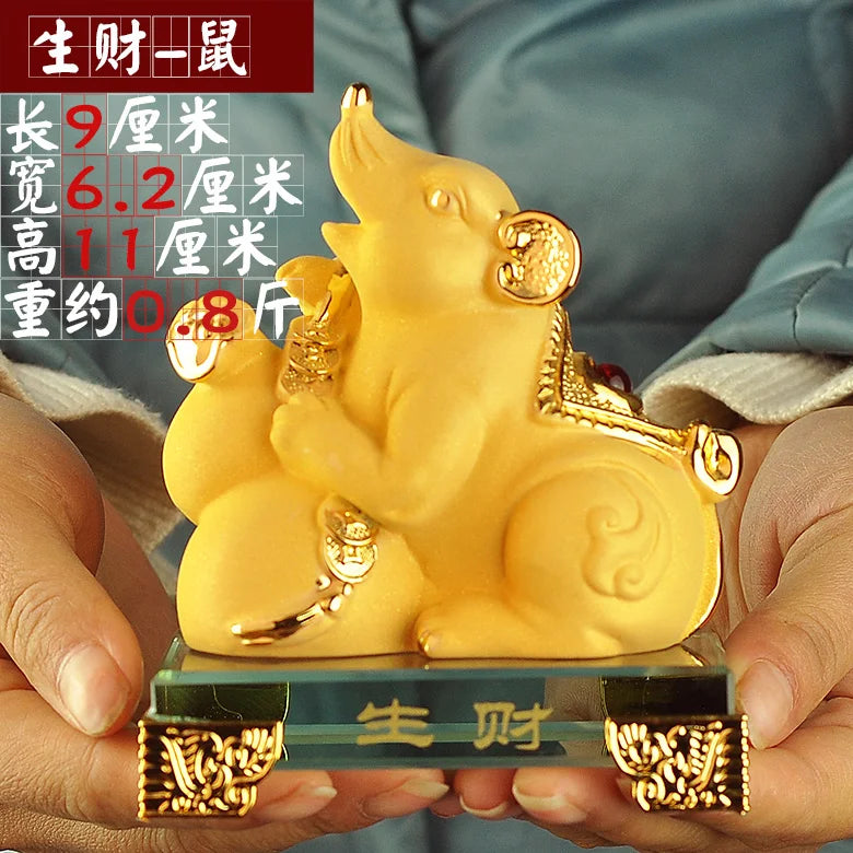 Gold-plated Process Feng Shui Rat ox Tiger rabbit dragon snake horse sheep Monkey rooster Dog pig Fortune Lucky Resin Home Decor