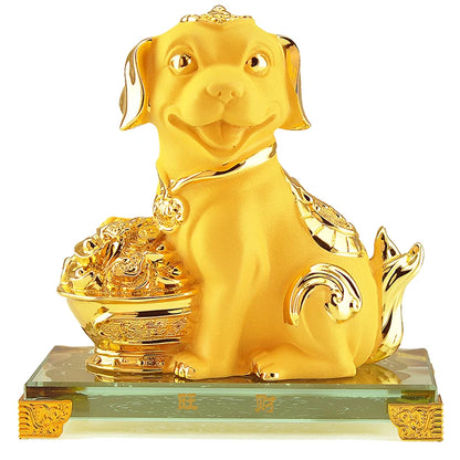 Gold-plated Process Feng Shui Rat ox Tiger rabbit dragon snake horse sheep Monkey rooster Dog pig Fortune Lucky Resin Home Decor