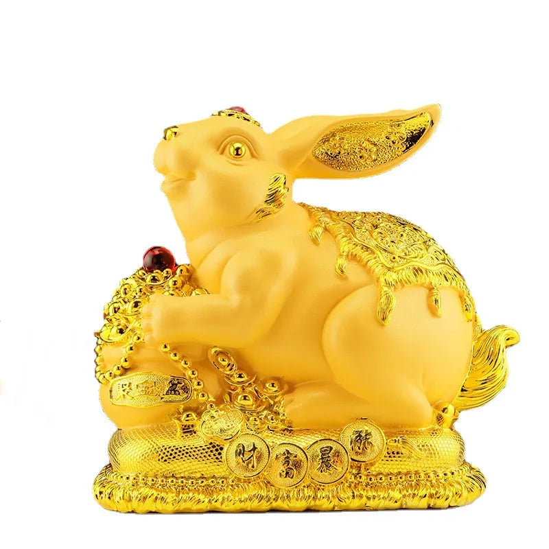 Gold rabbit bank feng shui bank statue, oversized children's birthday presents cute creative crafts Feng Shui home decoration