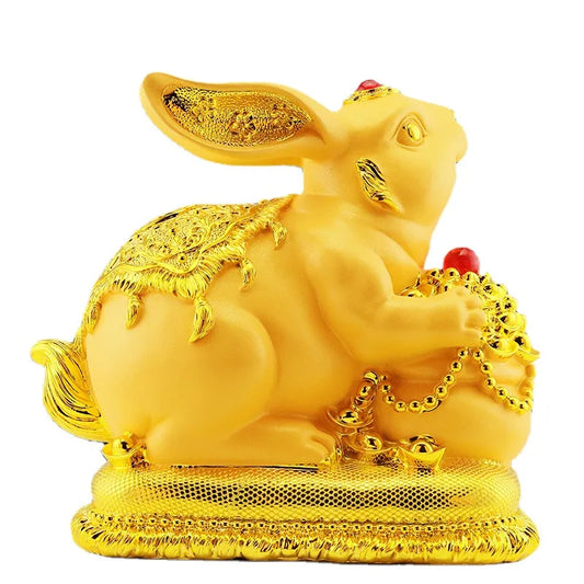 Gold rabbit bank feng shui bank statue, oversized children's birthday presents cute creative crafts Feng Shui home decoration