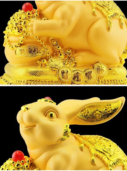 Gold rabbit bank feng shui bank statue, oversized children's birthday presents cute creative crafts Feng Shui home decoration