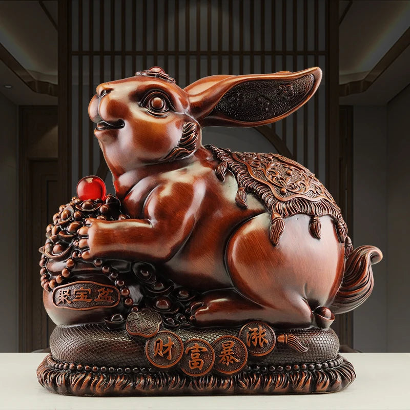 Gold rabbit bank feng shui bank statue, oversized children's birthday presents cute creative crafts Feng Shui home decoration
