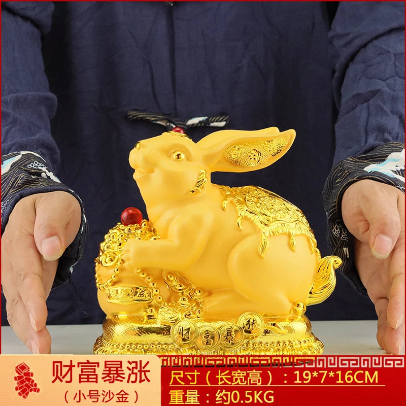 Gold rabbit bank feng shui bank statue, oversized children's birthday presents cute creative crafts Feng Shui home decoration