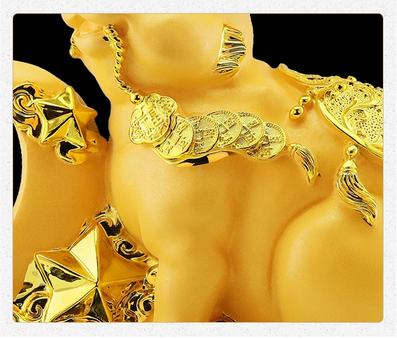 Gold rabbit feng shui decorations statue, children's birthday presents cute creative crafts  Accessories for home decoration
