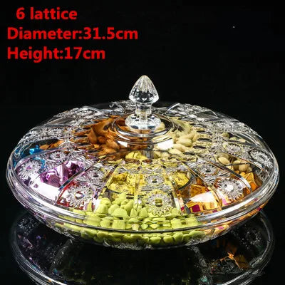 Gold transparent Acrylic plate fruit basin dry candy dish sugar snack nut peanut food storage can box with Cover plastic tray