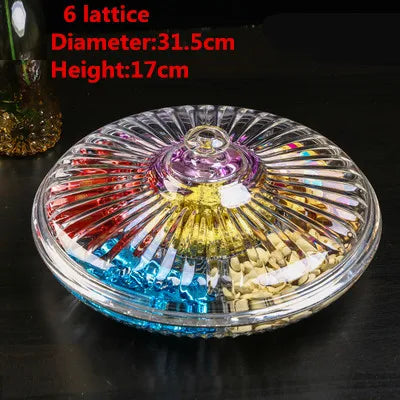 Gold transparent Acrylic plate fruit basin dry candy dish sugar snack nut peanut food storage can box with Cover plastic tray