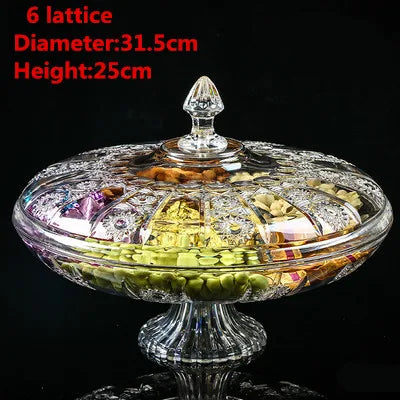 Gold transparent Acrylic plate fruit basin dry candy dish sugar snack nut peanut food storage can box with Cover plastic tray