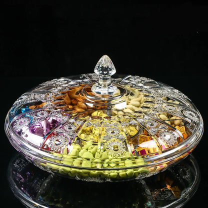 Gold transparent Acrylic plate fruit basin dry candy dish sugar snack nut peanut food storage can box with Cover plastic tray
