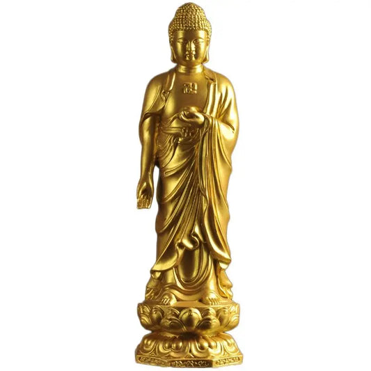 Golden Amitabha Buddha Statue 22CM  Buddhist Supply Buddha Figurines Sculpture Crafts Room Decor Ornaments Home Decoration