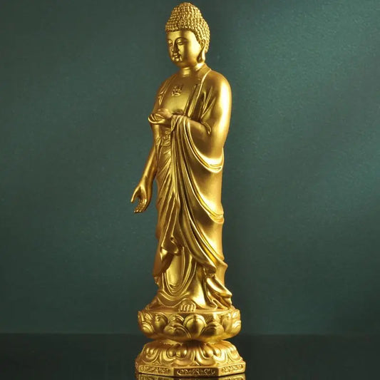 Golden Amitabha Buddha Statue 22CM  Buddhist Supply Buddha Figurines Sculpture Crafts Room Decor Ornaments Home Decoration