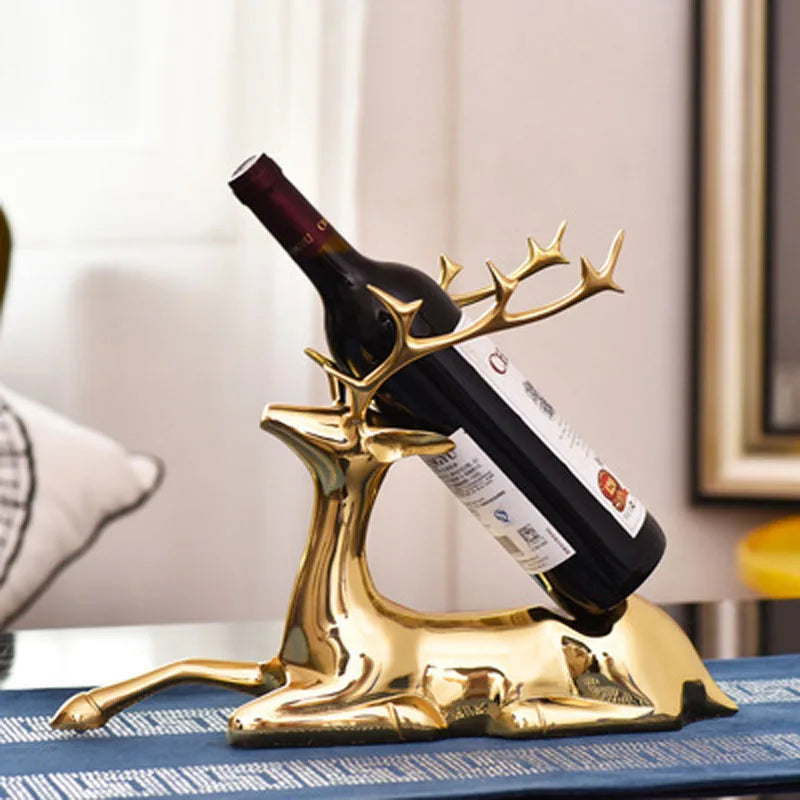 Golden Animal Copper Wine Rack, Luxury Crafts Ornaments, Home Decoration Accessories, Cafe, Living Room