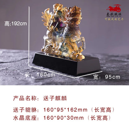 Golden Boy And Jade Girl Coloured glaze Unicorn Ornament Home Kylin Furnishings Gift Crafts boy and girl attendants of fairies