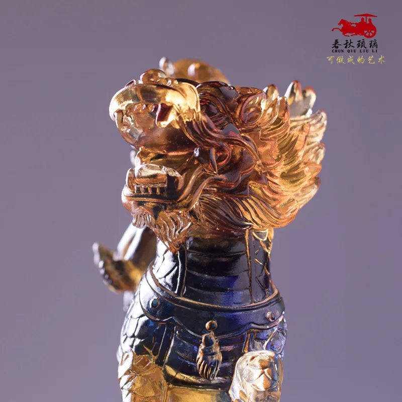 Golden Boy And Jade Girl Coloured glaze Unicorn Ornament Home Kylin Furnishings Gift Crafts boy and girl attendants of fairies