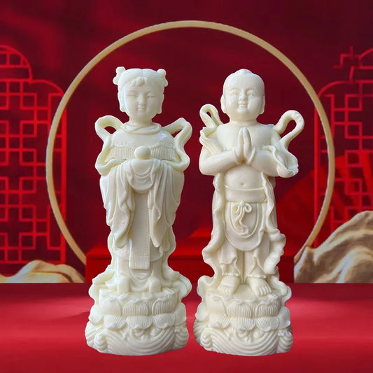 Golden Boy and Jade Girl Figure Statue Resin Art Sculpture Home Living Room, Room Office Decorations Wedding Gift A pair