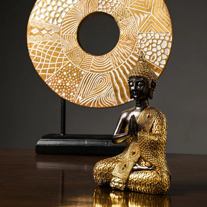 Golden Buddha Statue Resin Figurine Hand MadeThai Buda Buddha Statue Crafts Decorative Ornament Home Decor