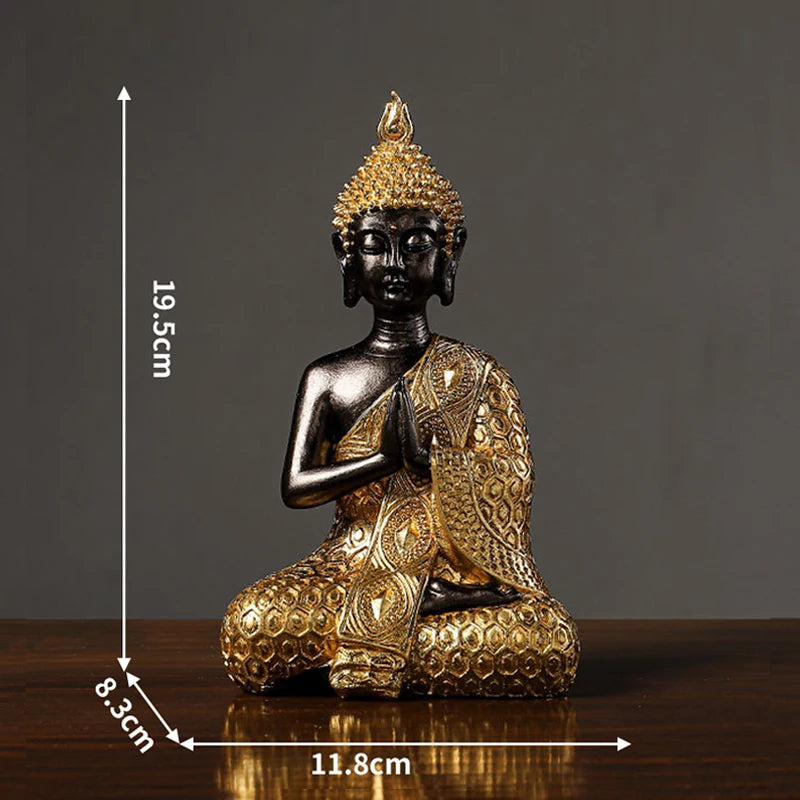 Golden Buddha Statue Resin Figurine Hand MadeThai Buda Buddha Statue Crafts Decorative Ornament Home Decor