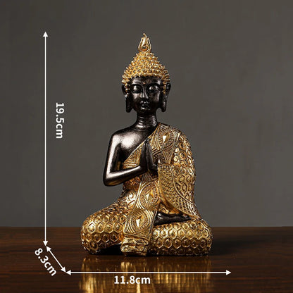 Golden Buddha Statue Resin Figurine Hand MadeThai Buda Buddha Statue Crafts Decorative Ornament Home Decor