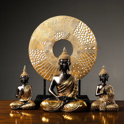 Golden Buddha Statue Resin Figurine Hand MadeThai Buda Buddha Statue Crafts Decorative Ornament Home Decor