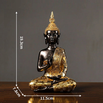 Golden Buddha Statue Resin Figurine Hand MadeThai Buda Buddha Statue Crafts Decorative Ornament Home Decor