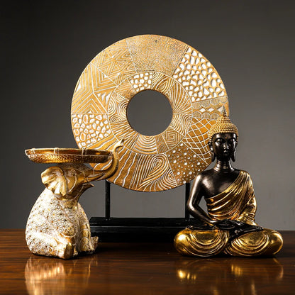 Golden Buddha Statue Resin Figurine Hand MadeThai Buda Buddha Statue Crafts Decorative Ornament Home Decor