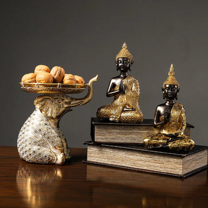 Golden Buddha Statue Resin Figurine Hand MadeThai Buda Buddha Statue Crafts Decorative Ornament Home Decor